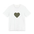 Minimal Olive Heart T‑Shirt — Simple Graphic Tee for Everyday Wear