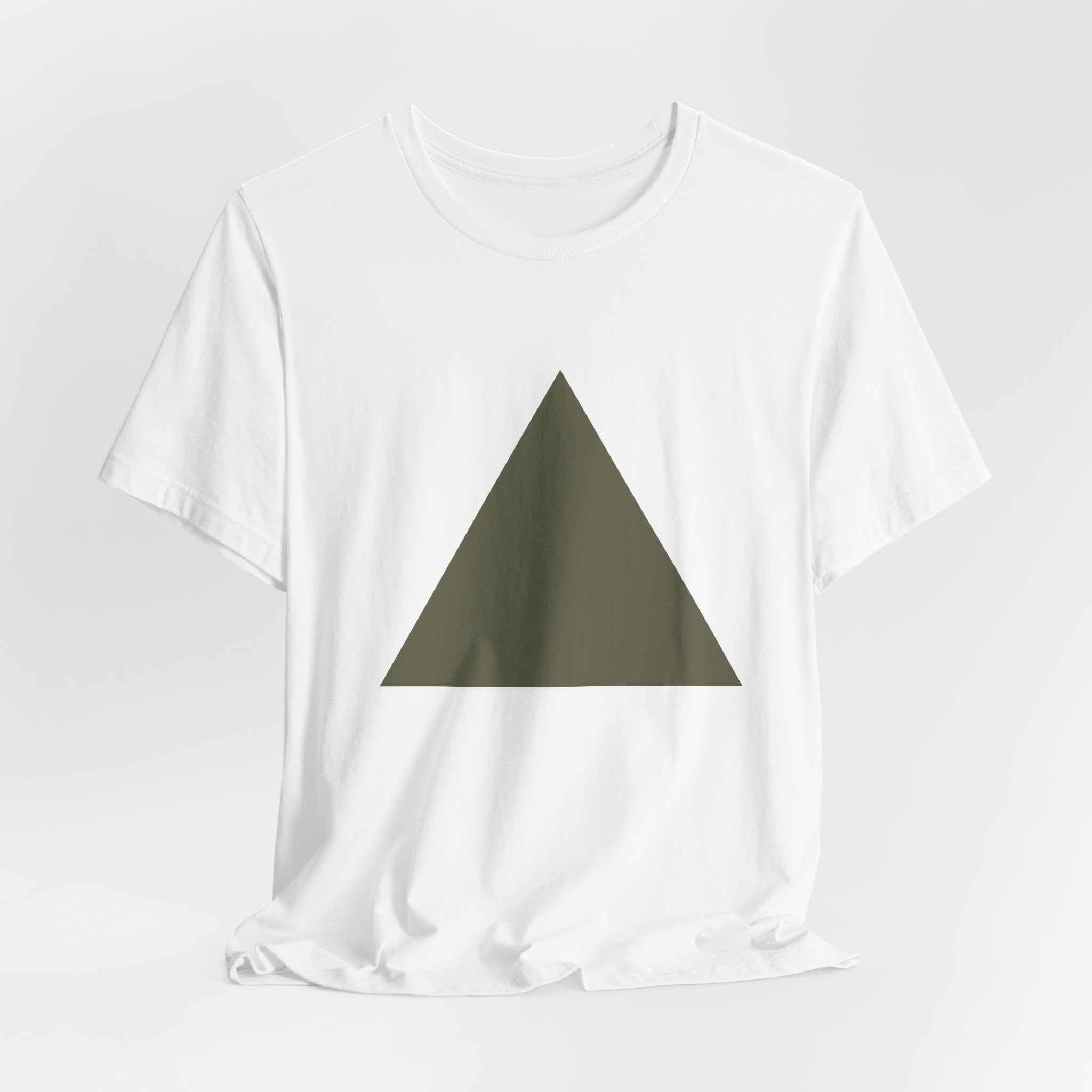 Minimal Olive Triangle Tee, Geometric Graphic T-Shirt